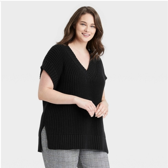Womens Plus Size Vneck Sweater Vest A 